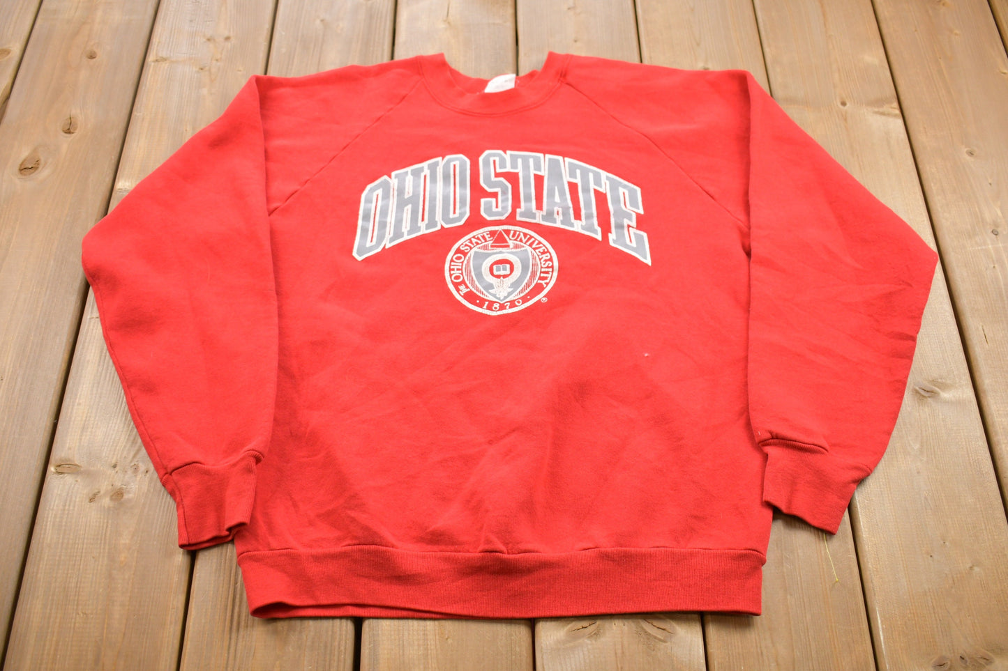 Vintage 1980s University of Ohio State Buckeyes Graphic Collegiate Crewneck / Fruit Of The Loom / NCAA Sweatshirt / Sportswear / Americana