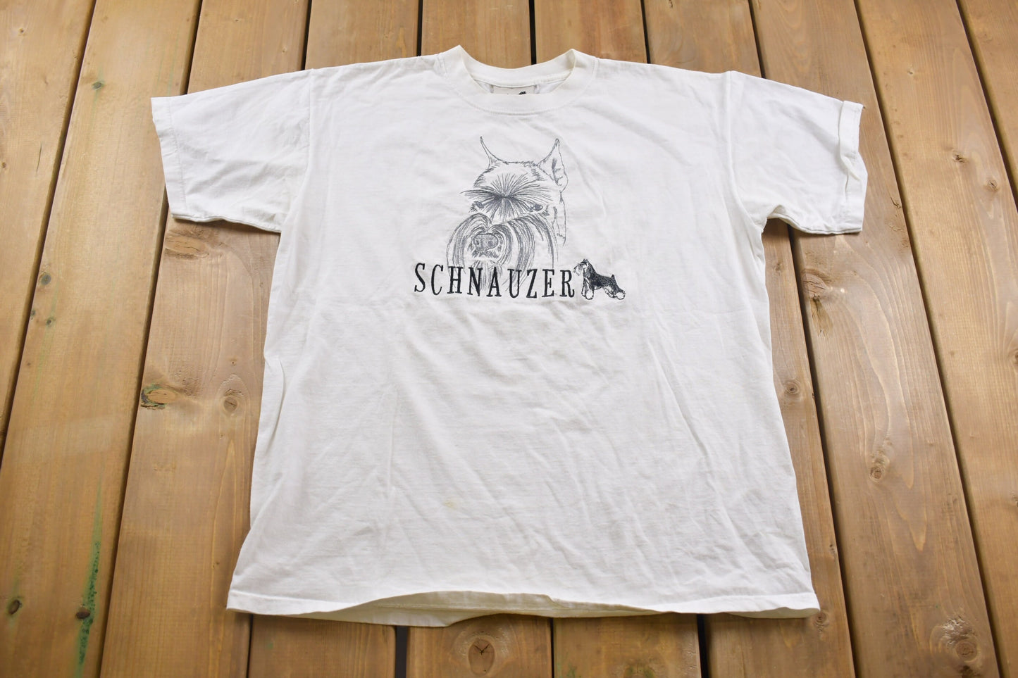 Vintage 1990s Schnauzer Graphic T-Shirt / Streetwear / Retro Style / Cute Dog Graphic / 90s Graphic Tee