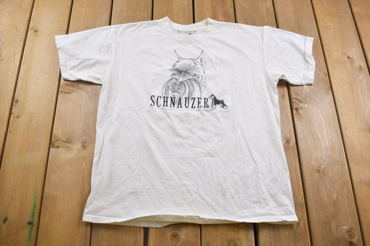 Vintage 1990s Schnauzer Graphic T-Shirt / Streetwear / Retro Style / Cute Dog Graphic / 90s Graphic Tee