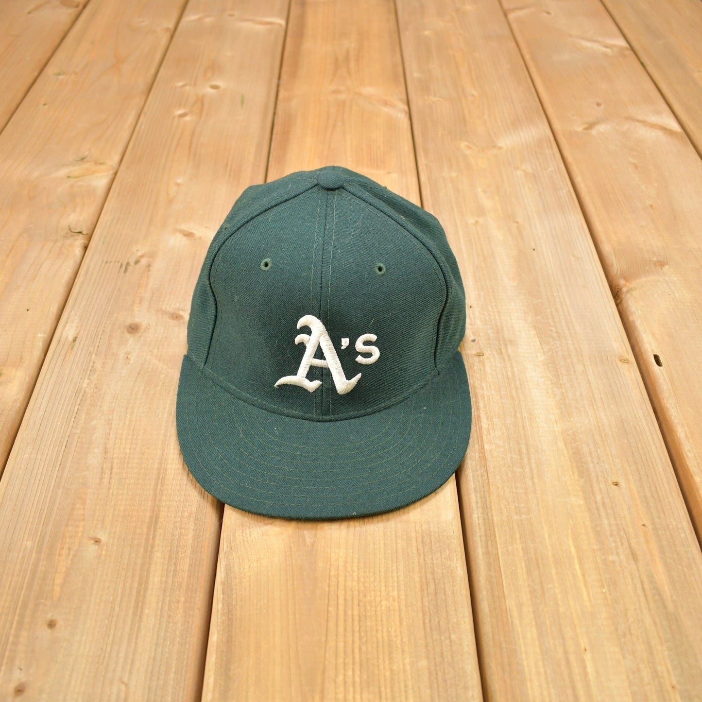 Vintage 1990s Oakland Athletics New Era 59/50 Wool Fitted Hat Size 7 / Made In USA / Vintage Fitted / Embroidered / Oakland A's