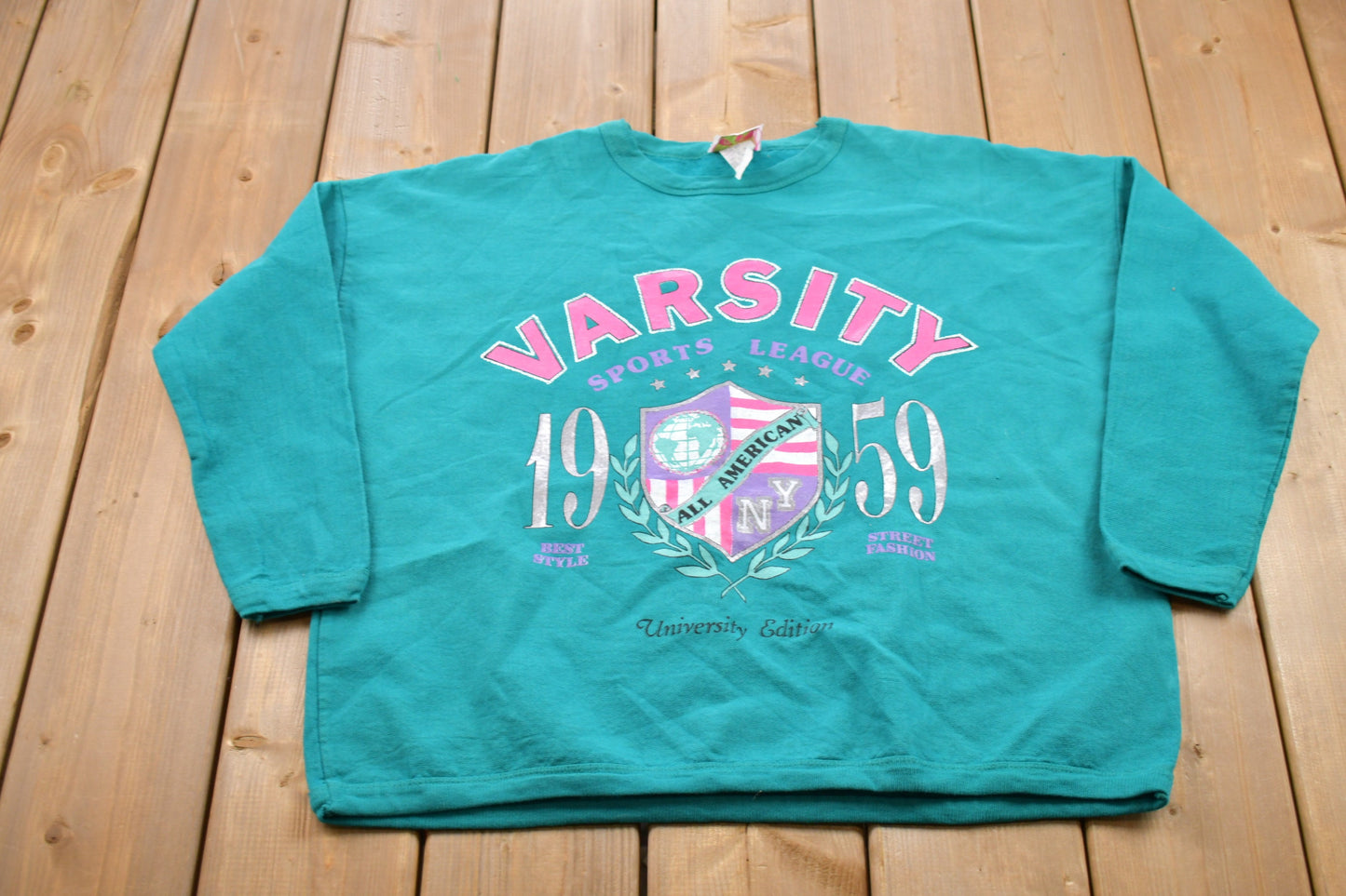 Vintage 1990s Varsity Sports League Crewneck Sweatshirt / 90s Crewneck / Souvenir / Athleisure / Streetwear / Travel And Tourism