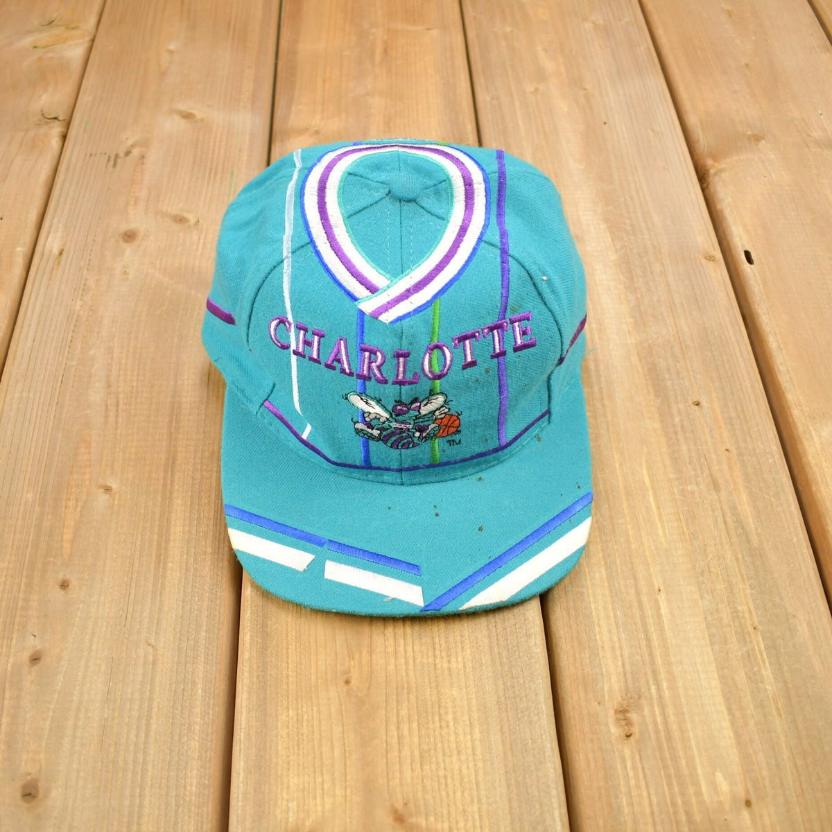 Vintage 1990s Charlotte Hornets NBA TEI Big Logo Snap Back Hat