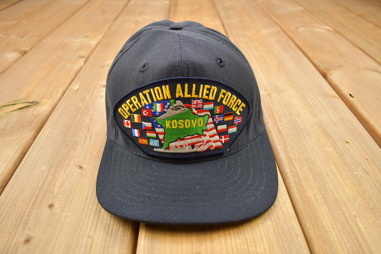 Vintage 1990s Operation Allied Force Kosovo Military Snap Back Hat