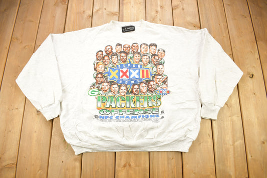 Vintage 1997 Green Bay Packers Big Head NFL Crewneck Sweatshirt