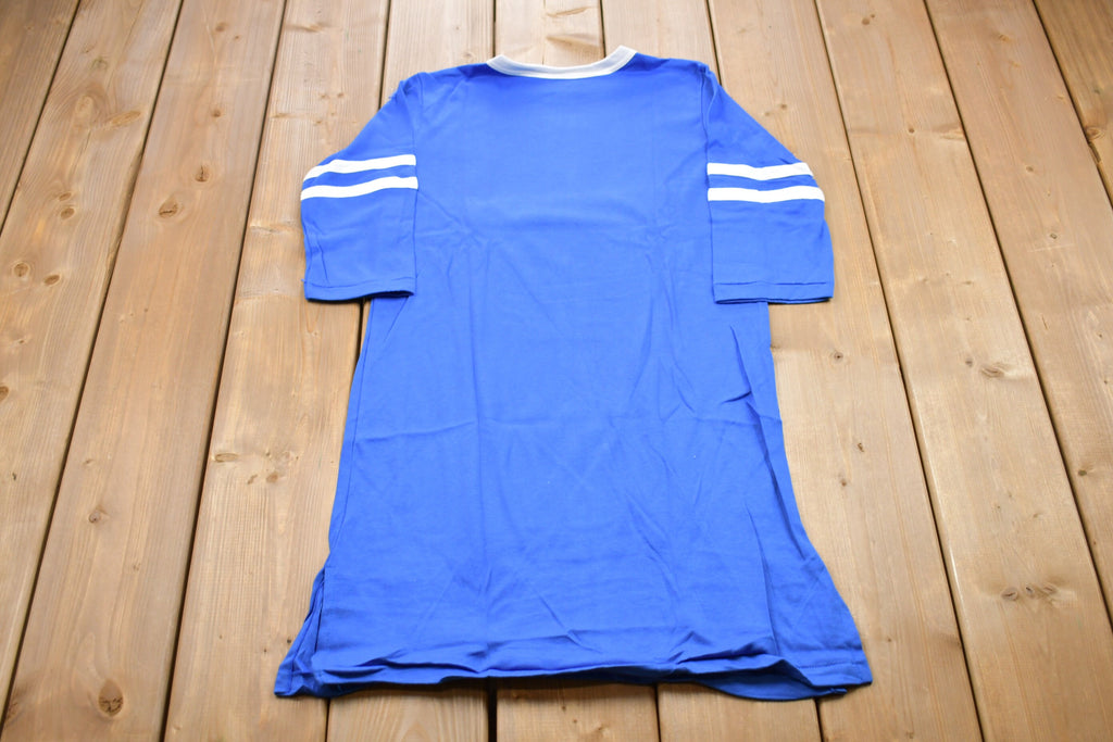Vintage 1970s Blue Striped T-Shirt Dress