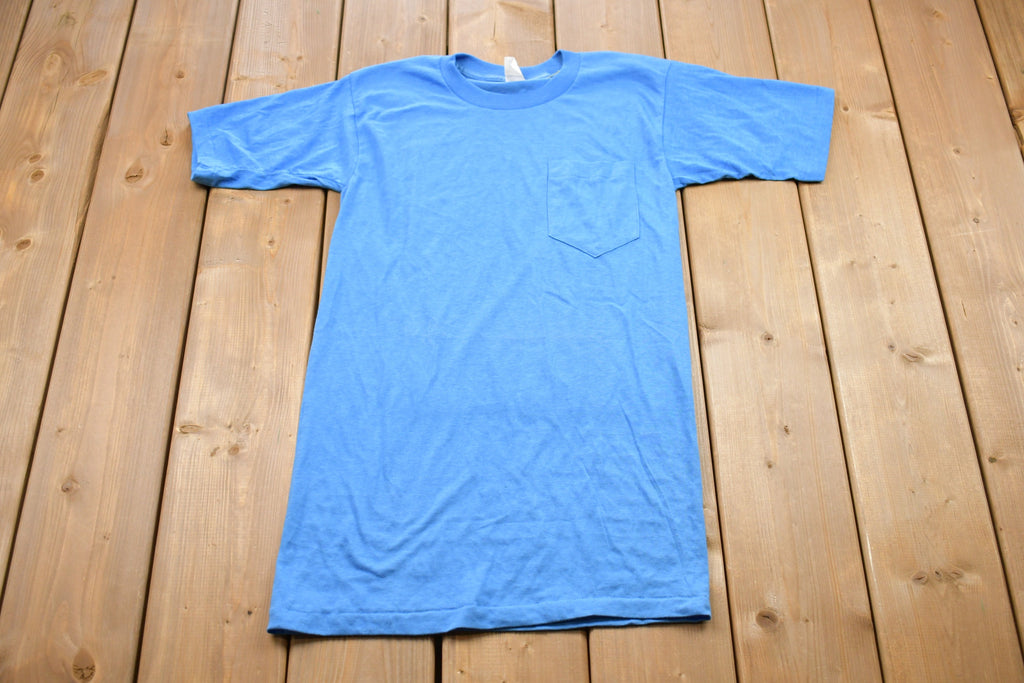 Vintage 1970s Health Knit Blue Basic T-Shirt