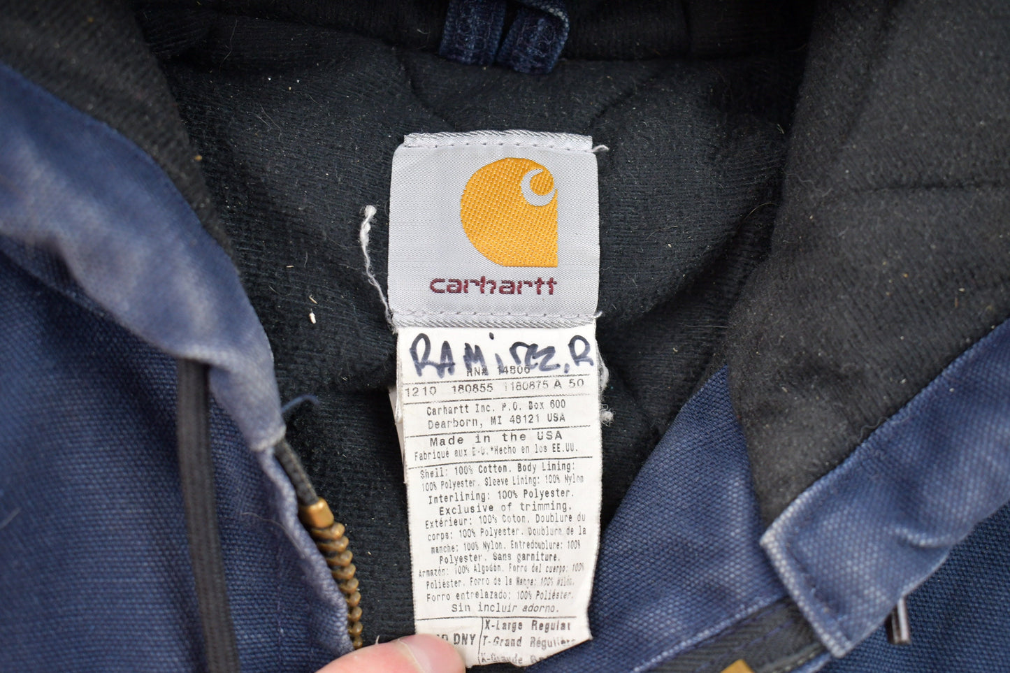 Vintage 1990s Carhartt Hooded Jacket / Workwear / Streetwear / Made In USA / 90s / Blanket Lined Jacket / Distressed Carhartt  Union Made