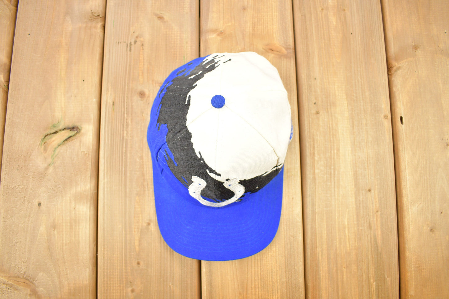 Vintage 1990s Indianapolis Colts NFL Logo Athletic Paint Splash Snap Back Hat