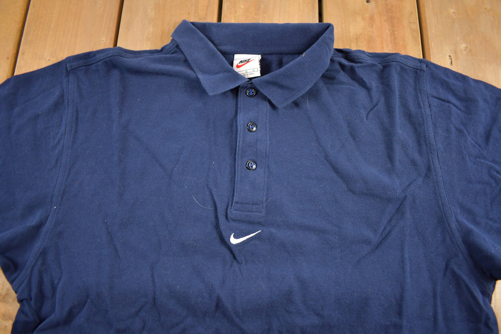 Vintage 1990s Nike Mid Swoosh Embroidered Polo T-Shirt