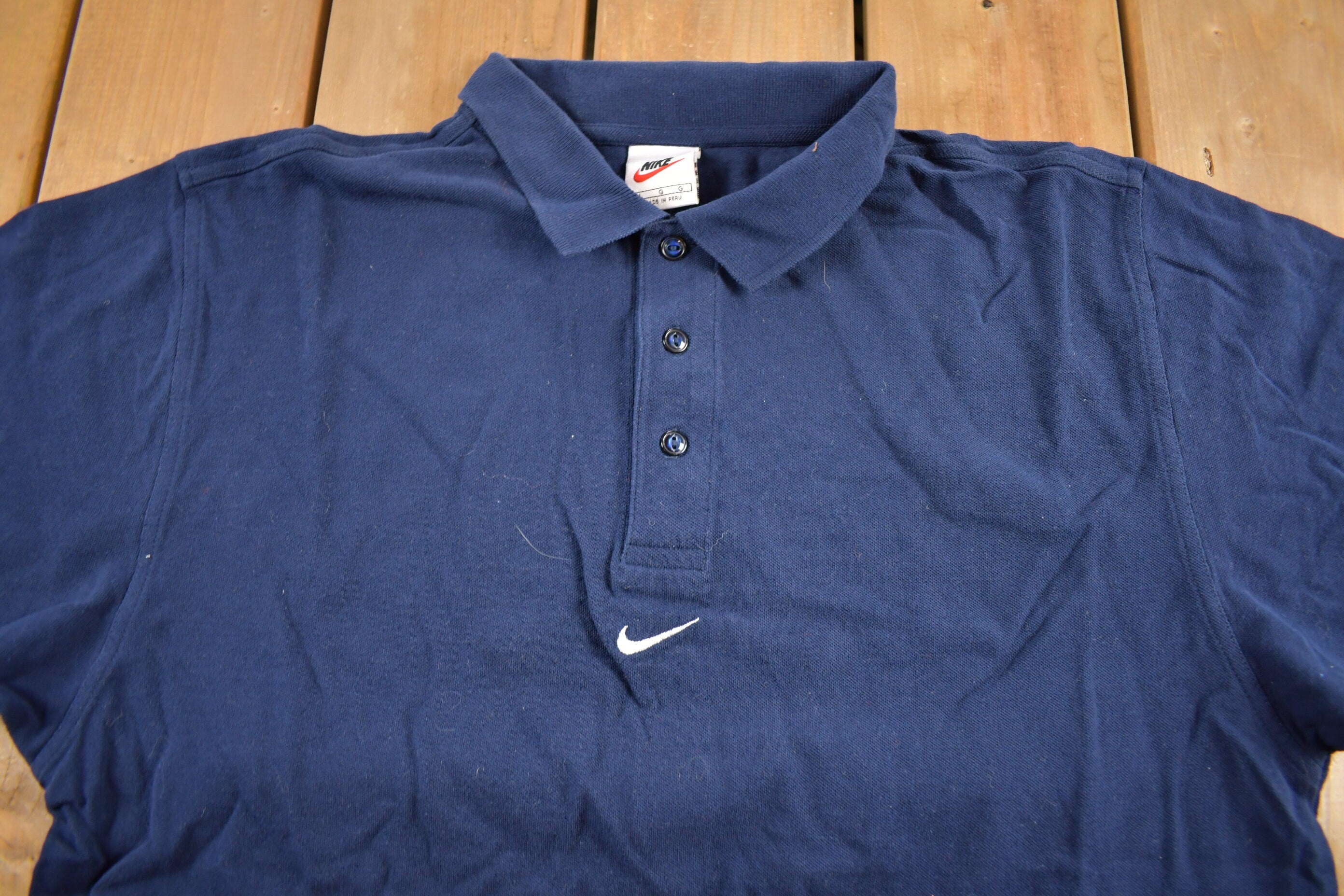 Vintage 1990s Nike Mid Swoosh Embroidered Polo T-Shirt