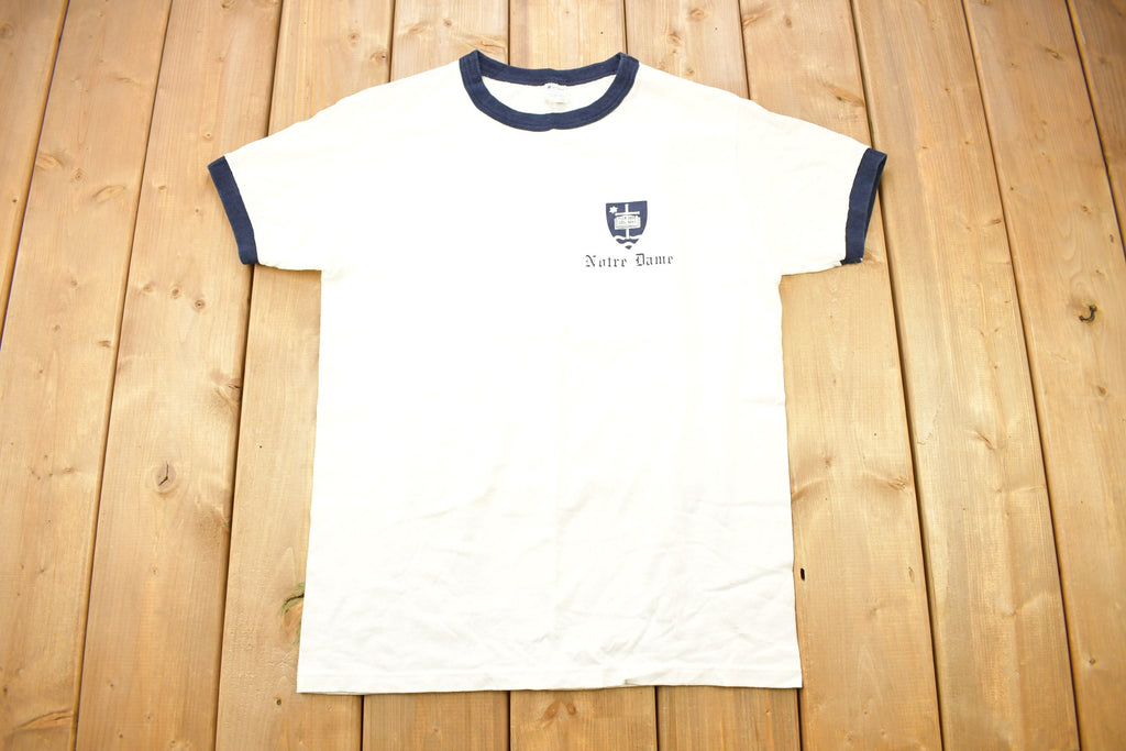 Vintage 1980s University Of Notre Dame Collegiate Champion Ringer T-Shirt