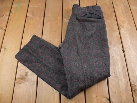 Vintage 1990's Pinstripe Plaid Wool Trousers 36 x 32 / Made in USA / American Vintage / Rare Vintage / Streetwear Fashion / Vintage Pants