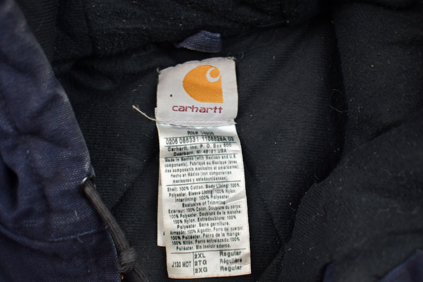 Vintage 1990s Carhartt Hooded Jacket / Workwear / Streetwear /  / Fleece Lined Jacket / Distressed Carhartt / Union Made