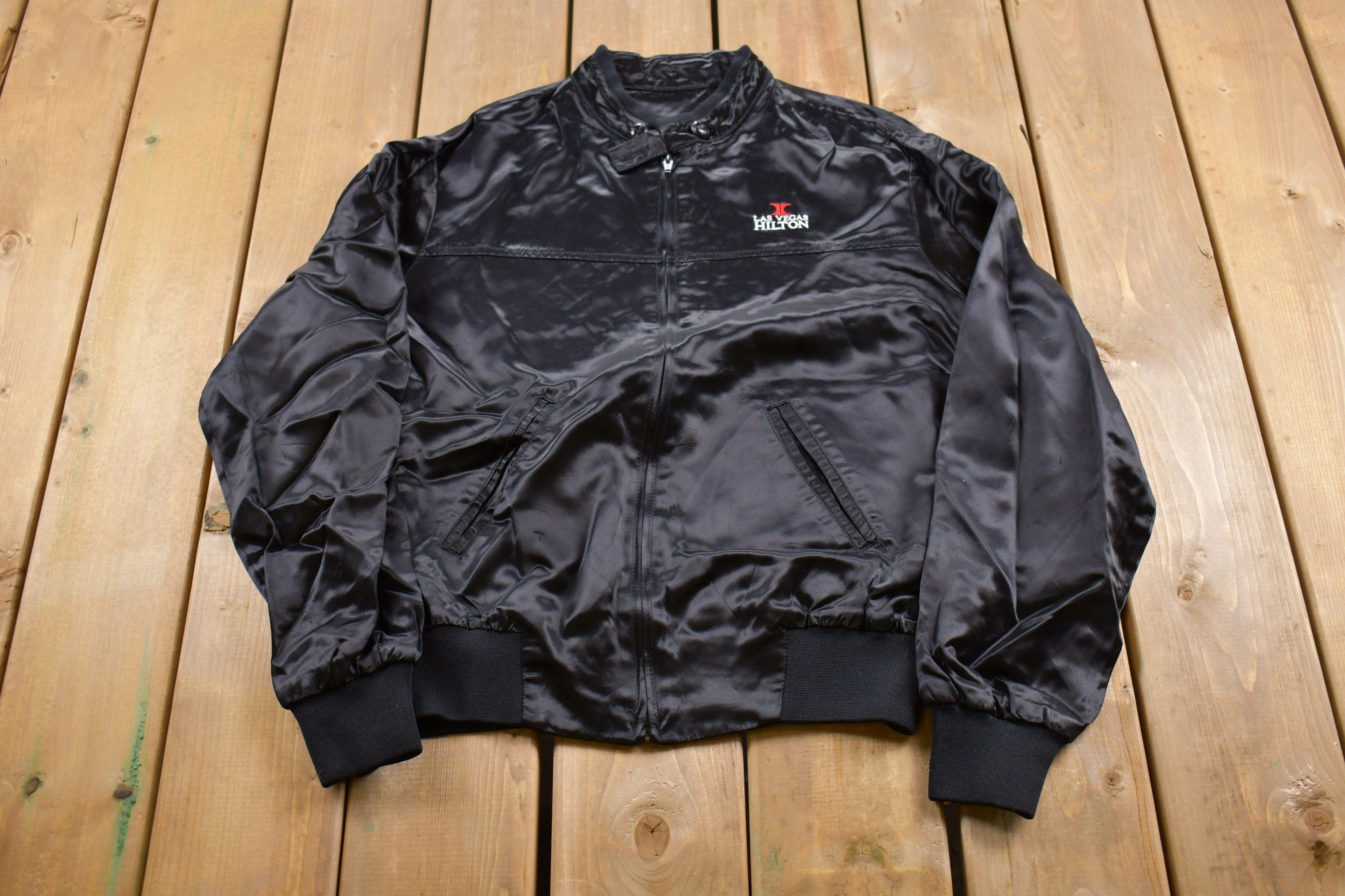 Vintage 1990s Las Vegas Hilton Satin Jacket  Athleisure  Streetwear  Athletic Sportswear  Streetwear  Las Vegas