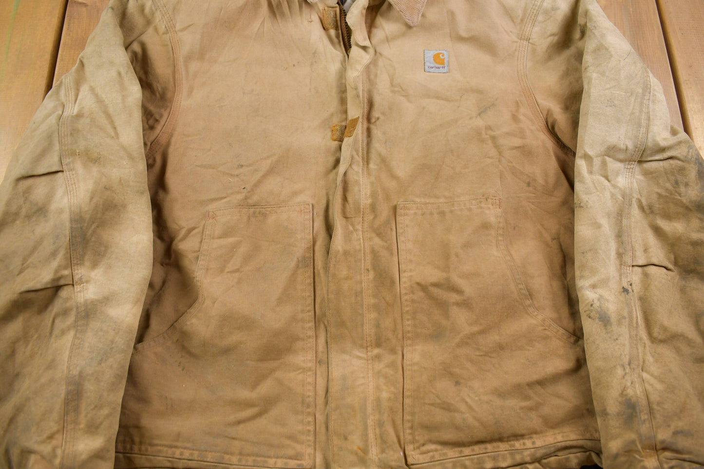 Vintage 1990s Carhartt Traditional Jacket / Workwear / Streetwear / Quilt Lined Jacket / Distressed Carhartt