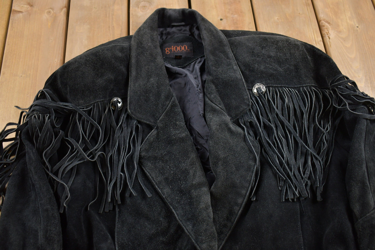 Vintage 1990s g4000 Fringe Suede Leather Jacket