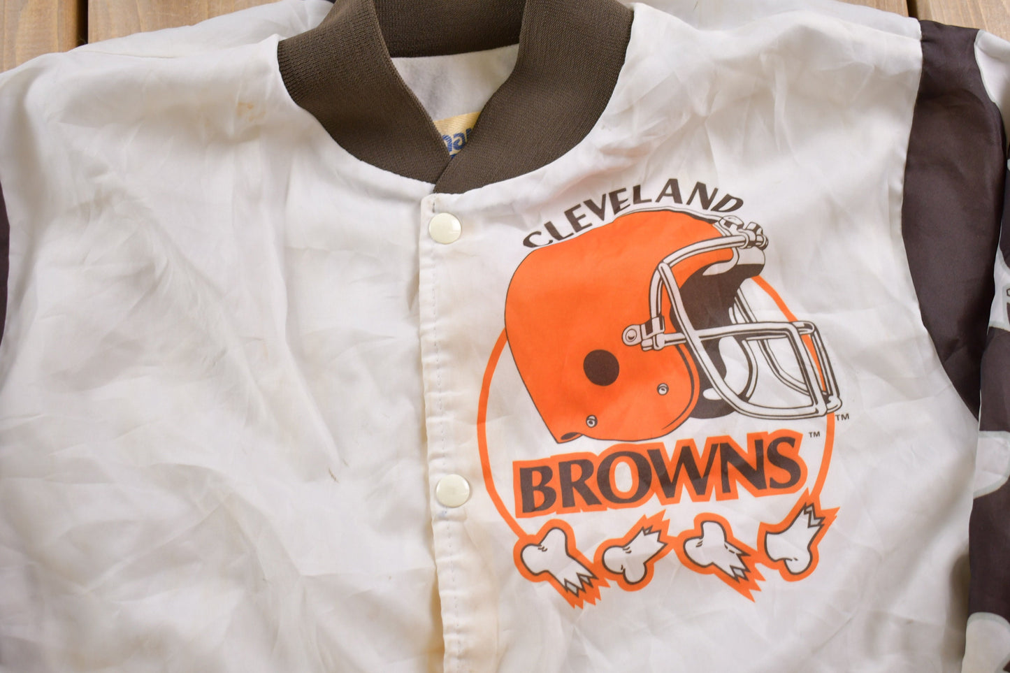 Vintage 1990s Cleveland Browns NFL Chalkline Bomber Jacket / Athleisure / Streetwear / Athletic Sportswear/ Made In USA / All Over Print