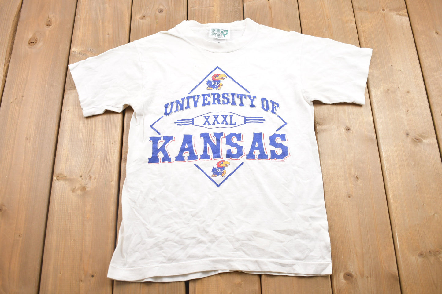 Vintage 1997 University of Kansas Collegiate T-Shirt / Made in USA / Prairie Graphics / NCAA Tee / Americana / Sportswear