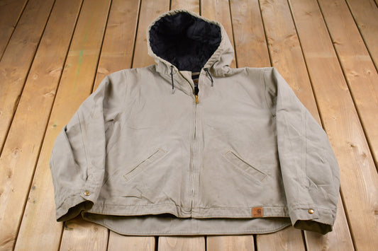 Vintage 1990s Carhartt Hooded Jacket / Workwear / Streetwear /  / Quilt Lined Jacket / Distressed Carhartt / Union Made