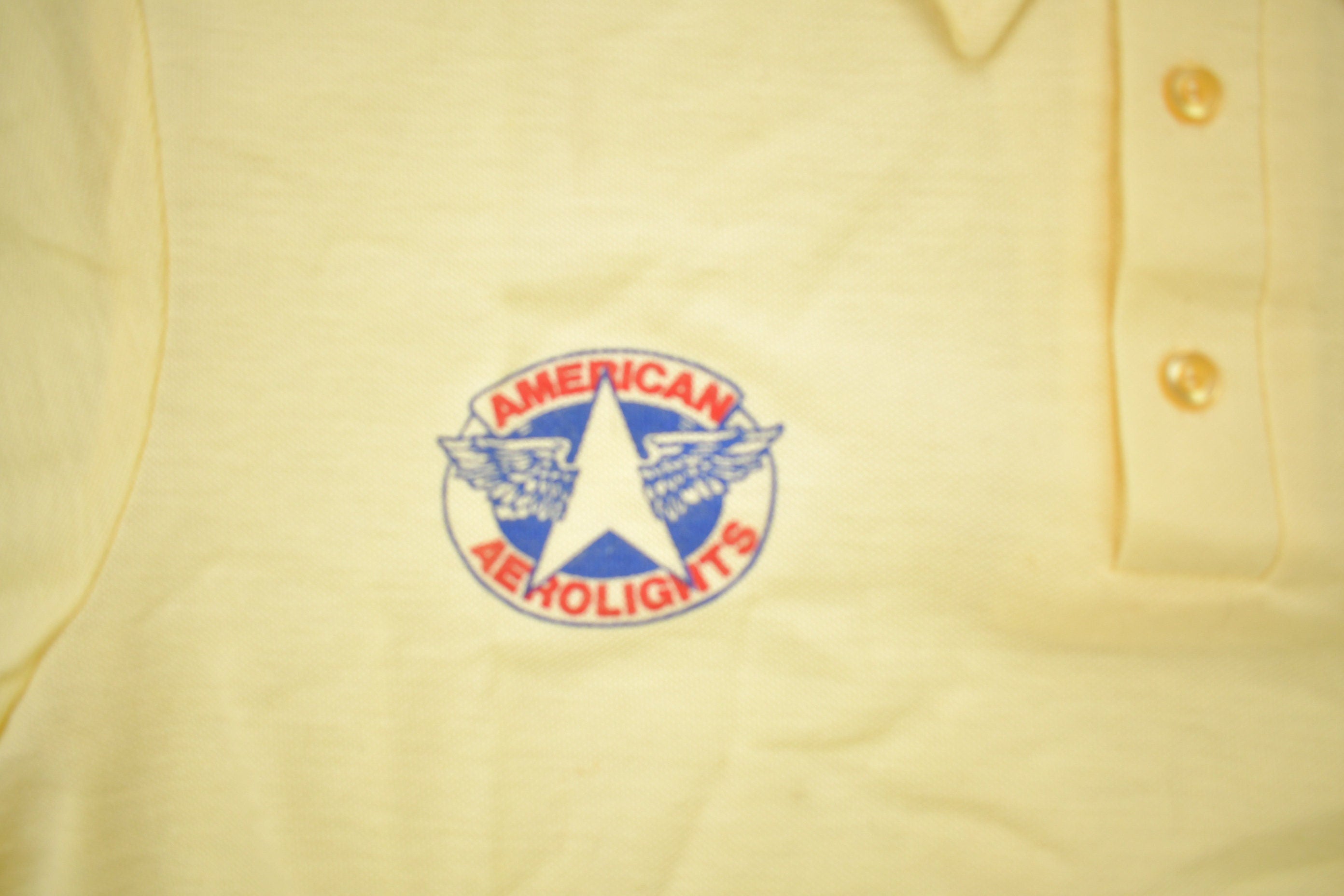 Vintage 1970s Deadstock American Aero Lights Embroidered Polo T Shirt