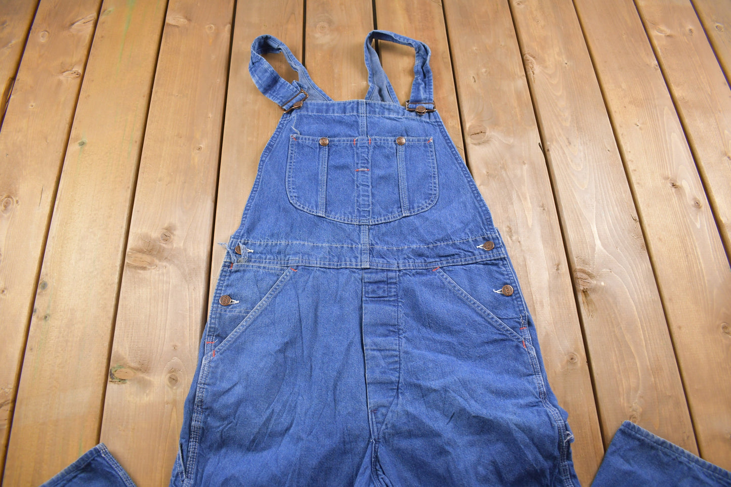 Vintage 1990s Sears Blue Denim Jean Overalls Size 34 x 32