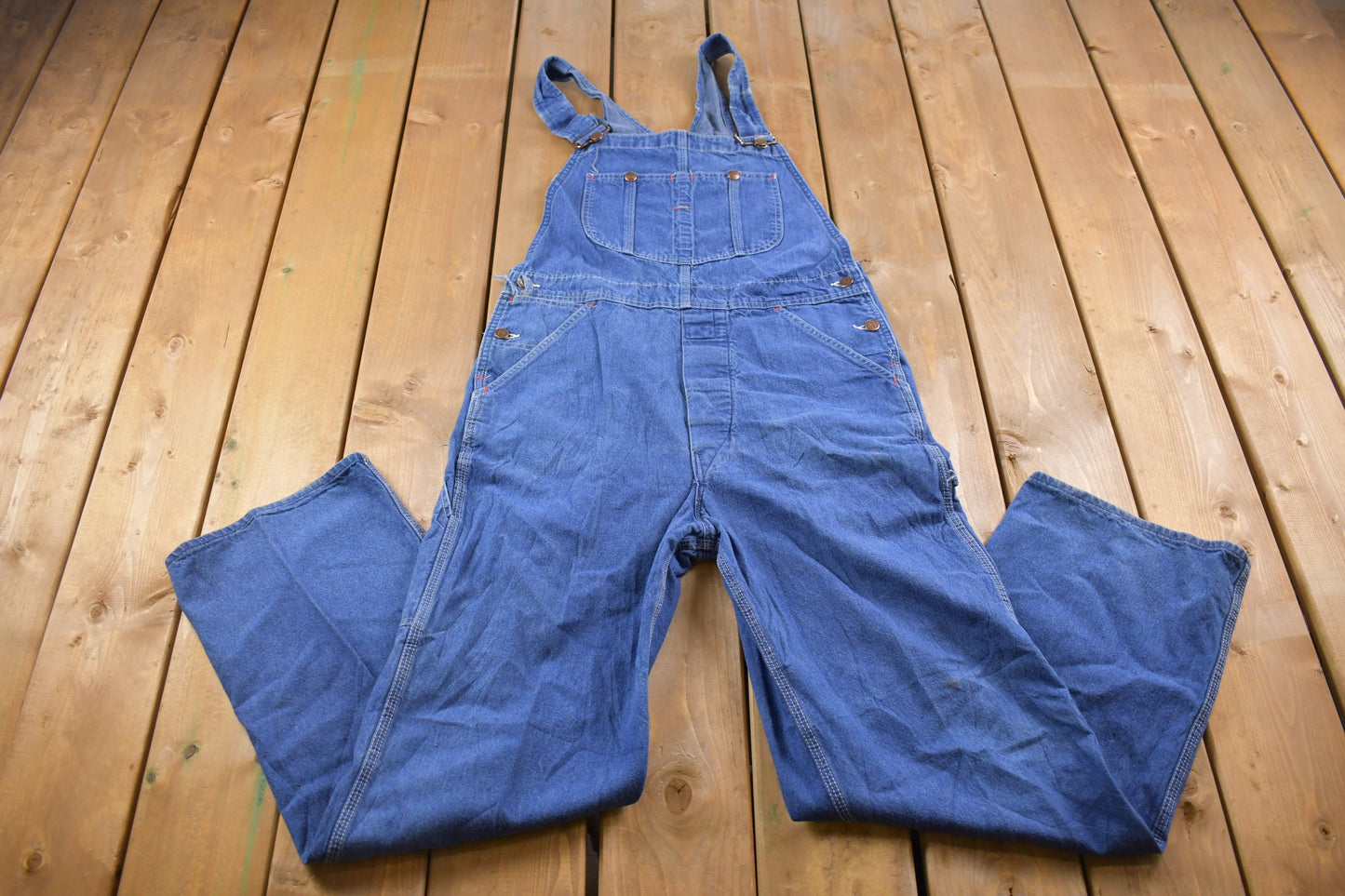 Vintage 1990s Sears Blue Denim Jean Overalls Size 34 x 32