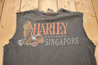 Vintage 1980s Harley Davidson Singapore 3D Emblem Distressed T-Shirt