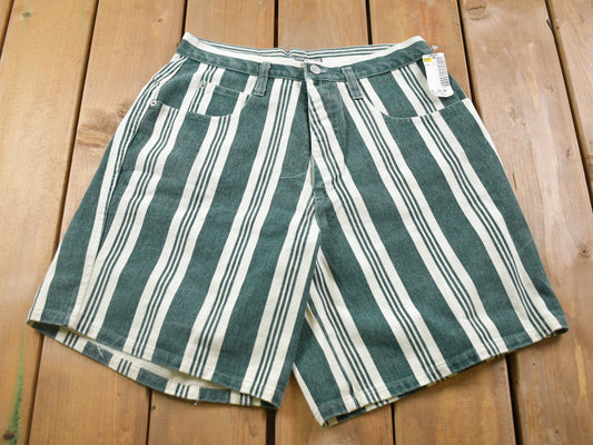 Vintage 1990s Brand New W/ Tags Memphis Vertical Striped Jean Shorts 30 x 8 / 90s Shorts / Streetwear Fashion / Bottoms / Vintage Jeans