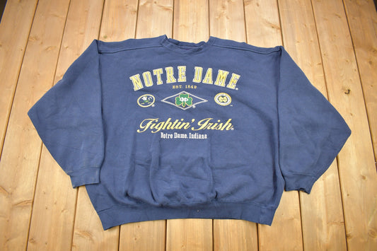 Vintage 1990s University Of Notre Dame Fighting Irish Collegiate Crewneck / NCAA Sweatshirt / Sportswear / Americana / Indiana