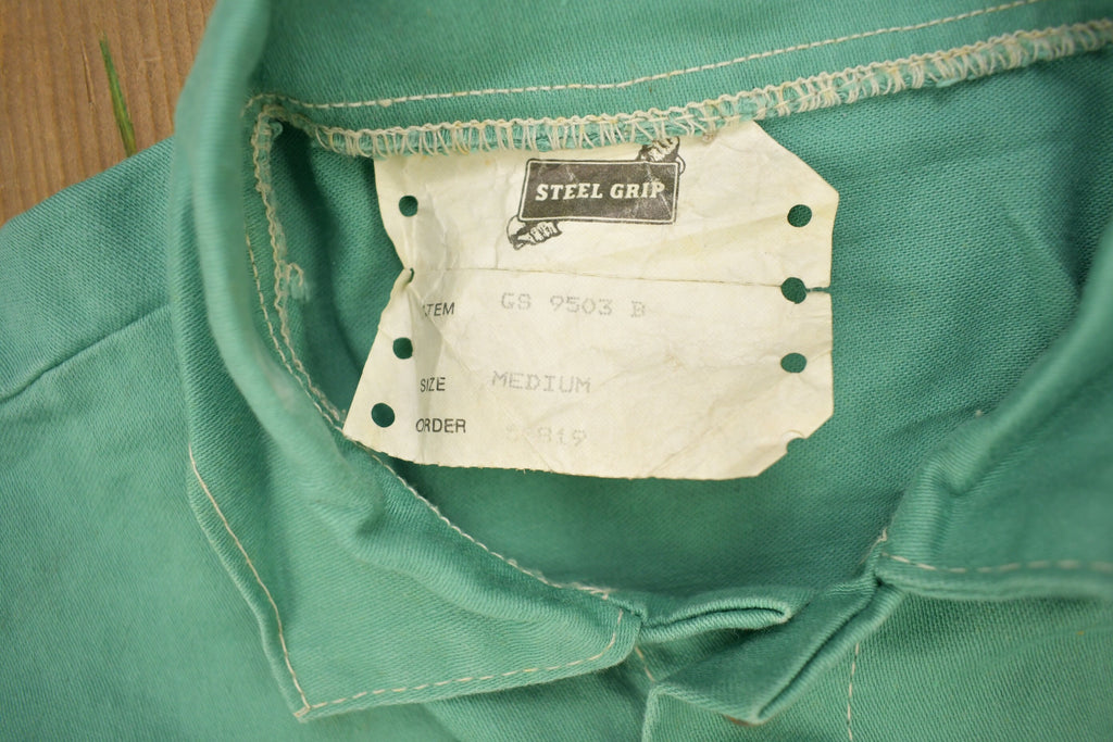 Vintage 1980s Steel Grip Blank Turquoise Button Up Shirt