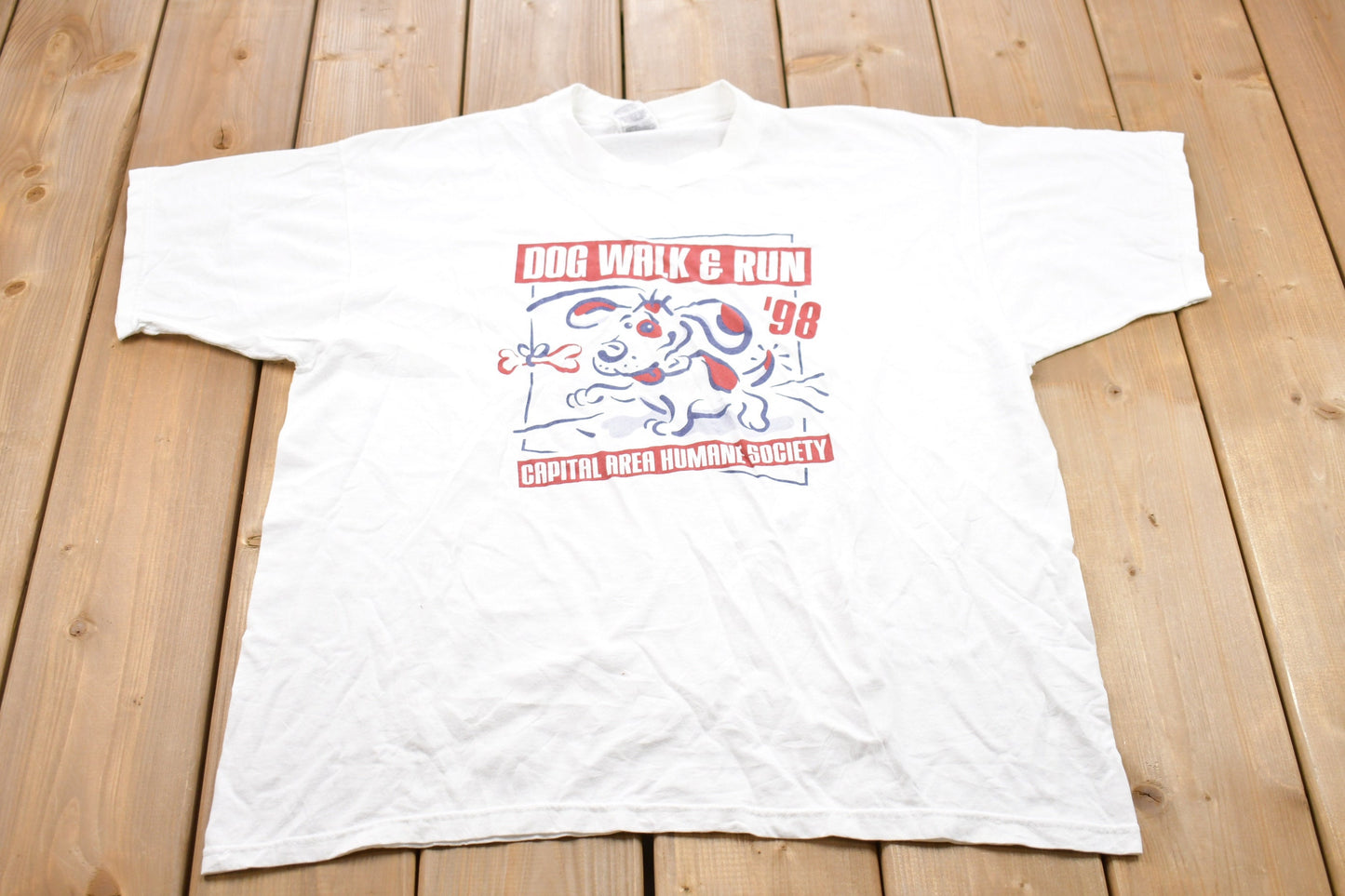 Vintage 1998 Dog Walk & Run Graphic T-Shirt / Graphic / 80s / 90s / Streetwear / Retro Style / Dog Graphic / Marathon T-Shirt