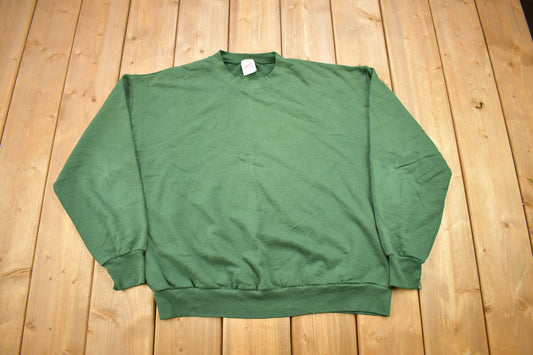 Vintage 1990s Forest Green Blank Jerzees Crewneck Sweatshirt / 90s Crewneck / Made In USA / Essential / Streetwear / 90s Blank