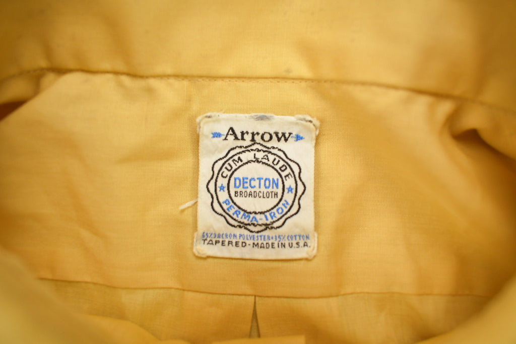 Vintage 1960s Arrow Cum Laude Decton Broad Cloth Blank Button Up Shirt