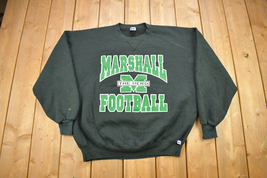 Vintage 1990s Marshall University Thundering Herd Collegiate Crewneck / Russell Athletics / NCAA Sweatshirt / Sportswear / Made In USA