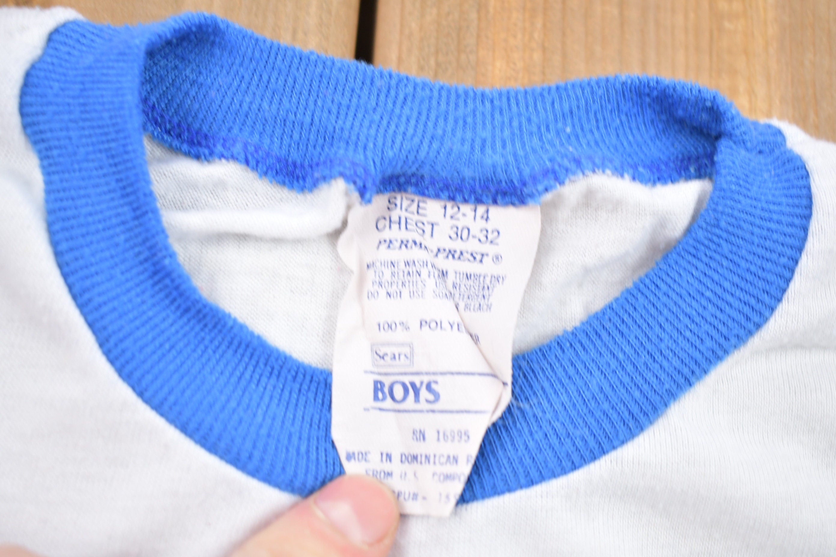 Vintage 1980s Boys Athlete Graphic Ringer T-Shirt