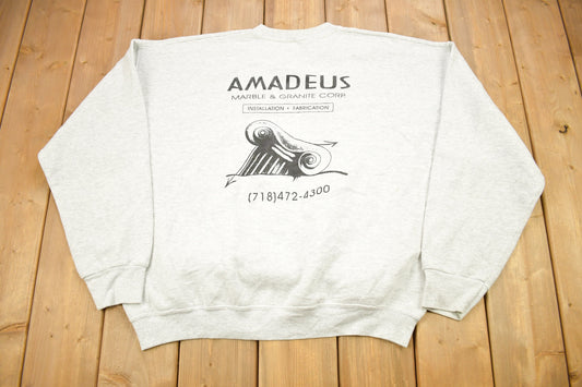 Vintage 1990s Amadeus Marble & Granite Corp Crewneck Sweatshirt / 90s Crewneck / Made In USA / Vintage Workwear