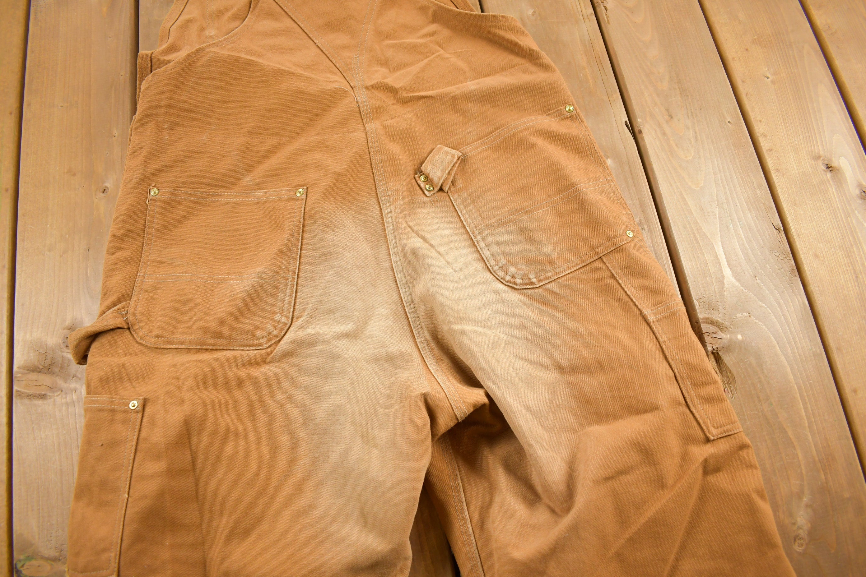 Vintage 1980s Carhartt Double Knee Quilted Canvas Overalls Size 39 x 28