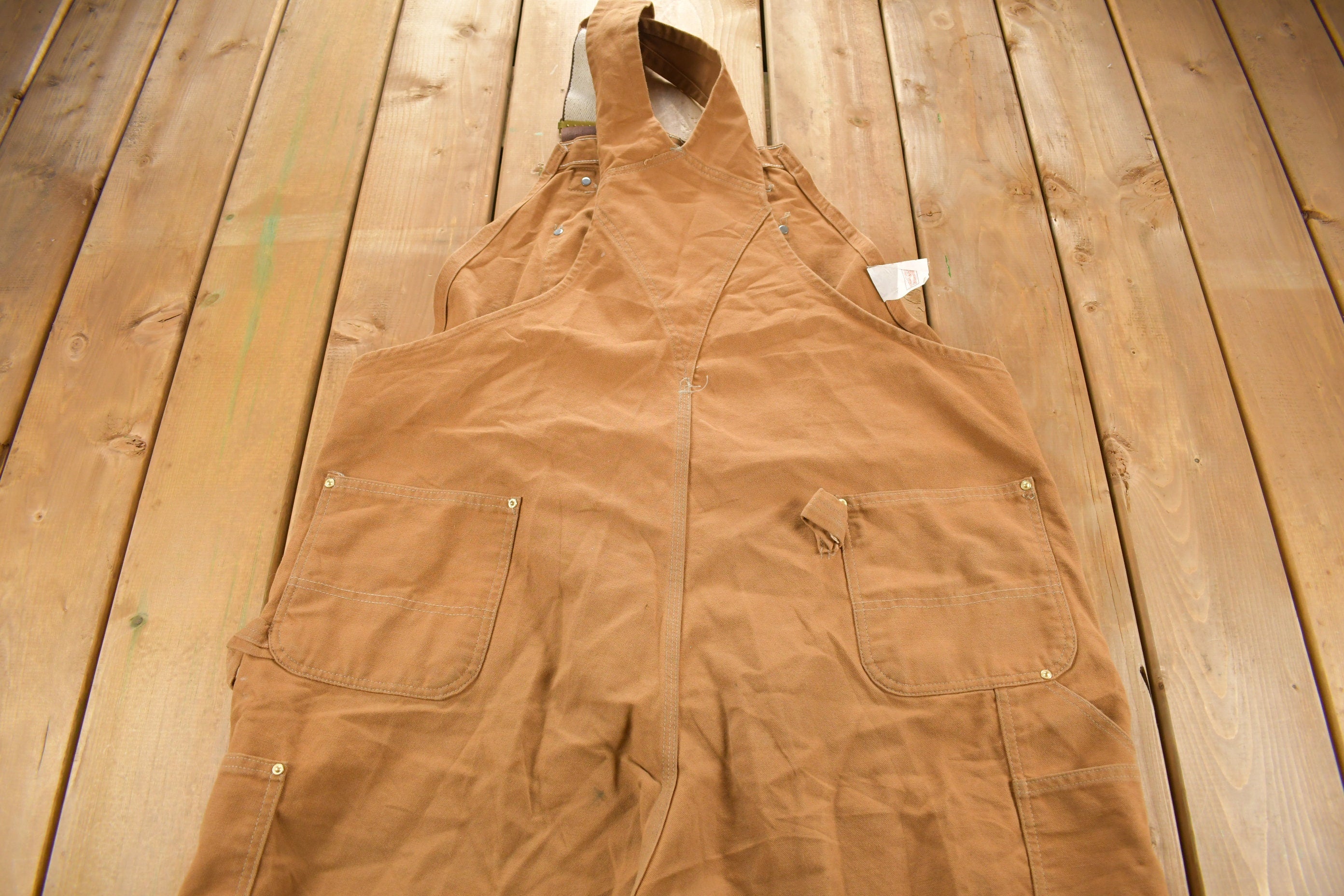 Vintage 1980s Carhartt Double Knee Canvas Overalls Size 48 x 30.5