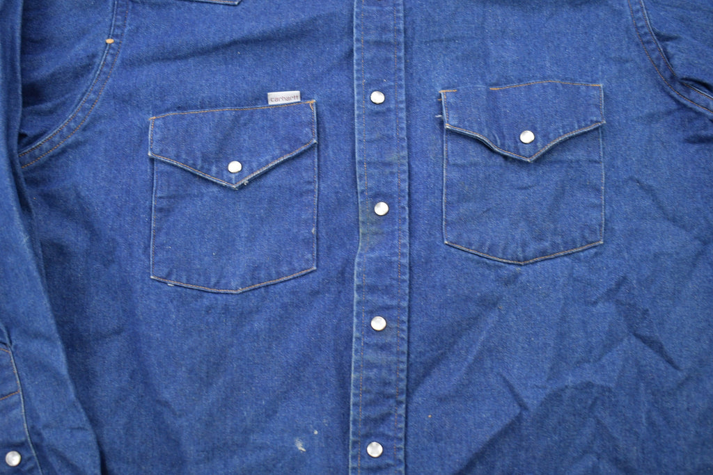 Vintage 1980s Carhartt Denim Button Up Shirt