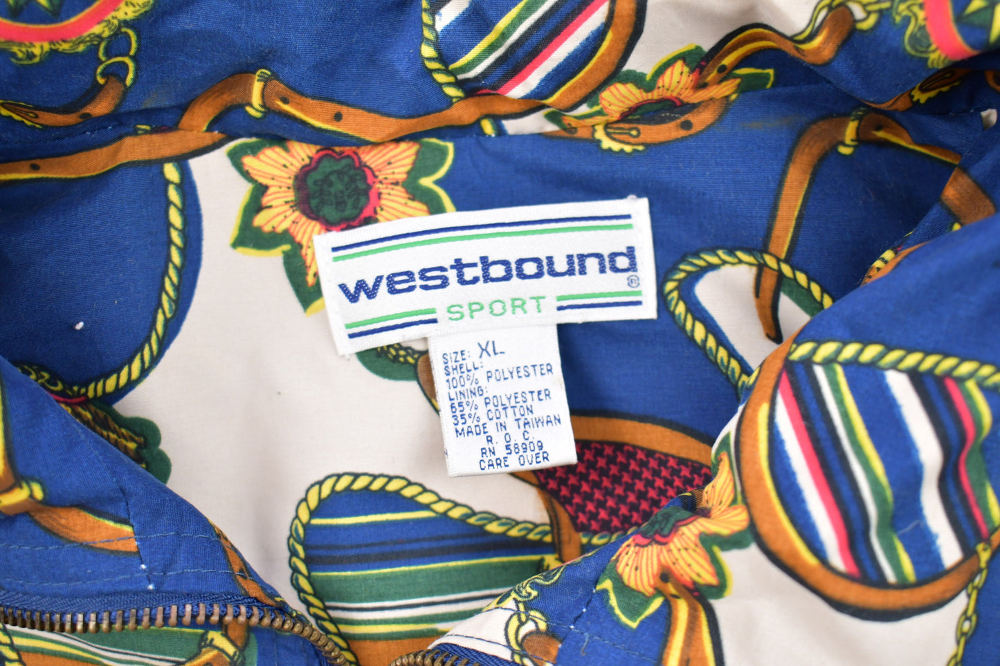 Vintage 1990s Westbound Sport All Over Print Windbreaker Jacket / AOP / Athletic Spring Summer Sportswear / Streetwear / Athleisure