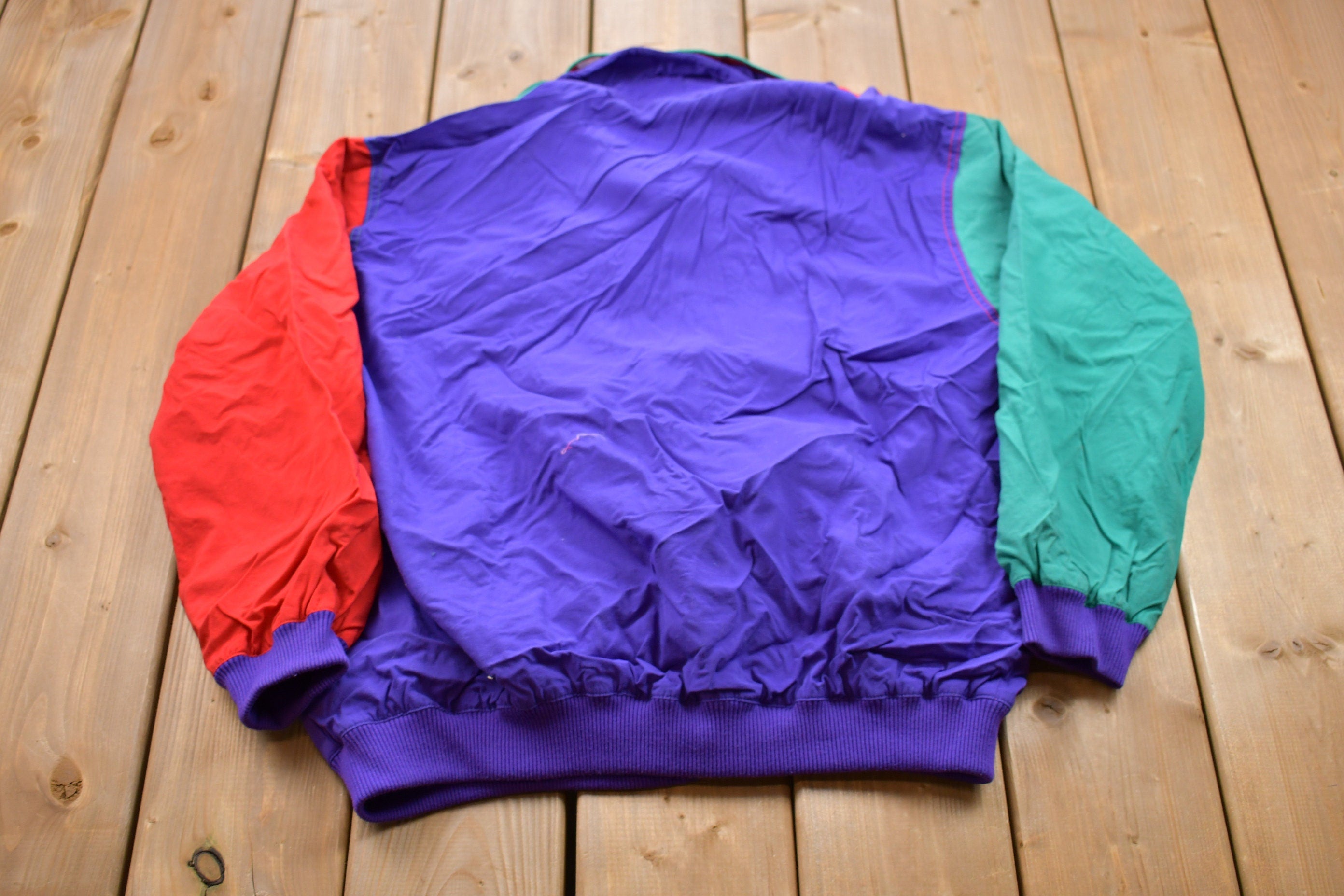 Vintage 1980s Blast Color Block Full Zip Windbreaker Jacket