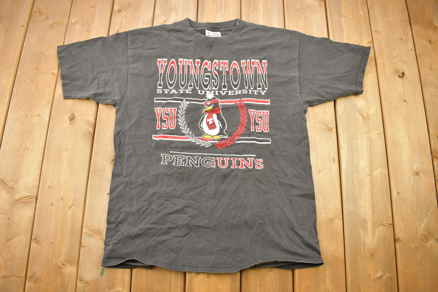 Vintage 1990s Youngstown State University Penguins Collegiate T-Shirt / YSU / NCAA Tee / Sportswear / Single Stitch / Made In USA