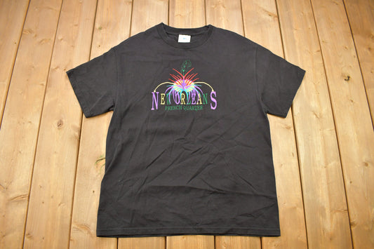 Vintage 1990s New Orleans French Quarter Embroidered Souvenir T Shirt / Streetwear / Mardi Gras / Vacation Tee / Travel T Shirt