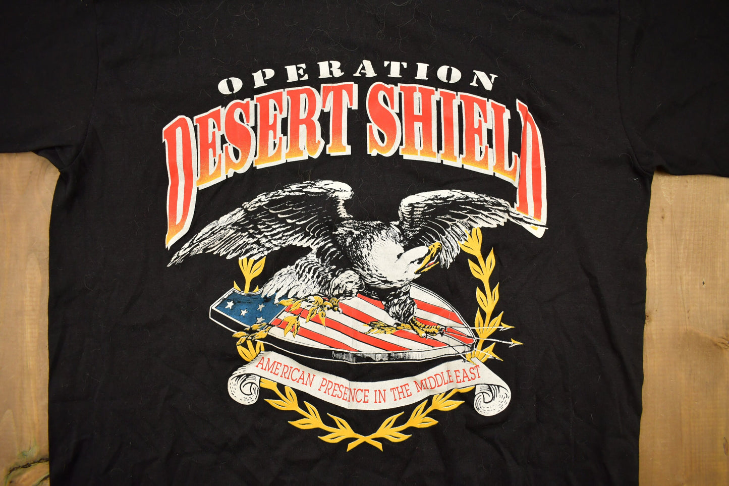 Vintage 1990s Operation Desert Shield Military Graphic T Shirt / Vintage T Shirt / Streetwear / Graphic Tee / Single Stitch / Made In USA