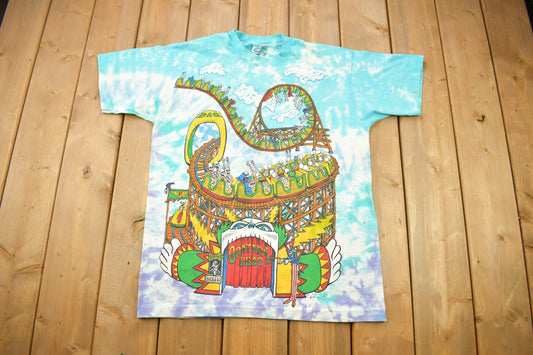 Vintage 1993 Grateful Dead Theme Park All Over Print Band T-shirt / Vintage Band Tee / Liquid Blue / Tie Dye / Single Stitch / Made In USA