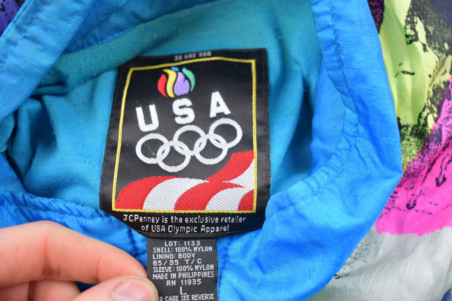 Vintage 1990s USA Olympic Embroidered Windbreaker Jacket / Team Logo / Athletic Spring Summer Sportswear / Streetwear / Athleisure