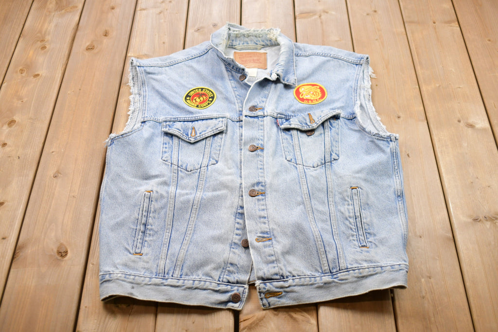 Vintage 1990s Levi's USMC Army Denim Jean Jacket