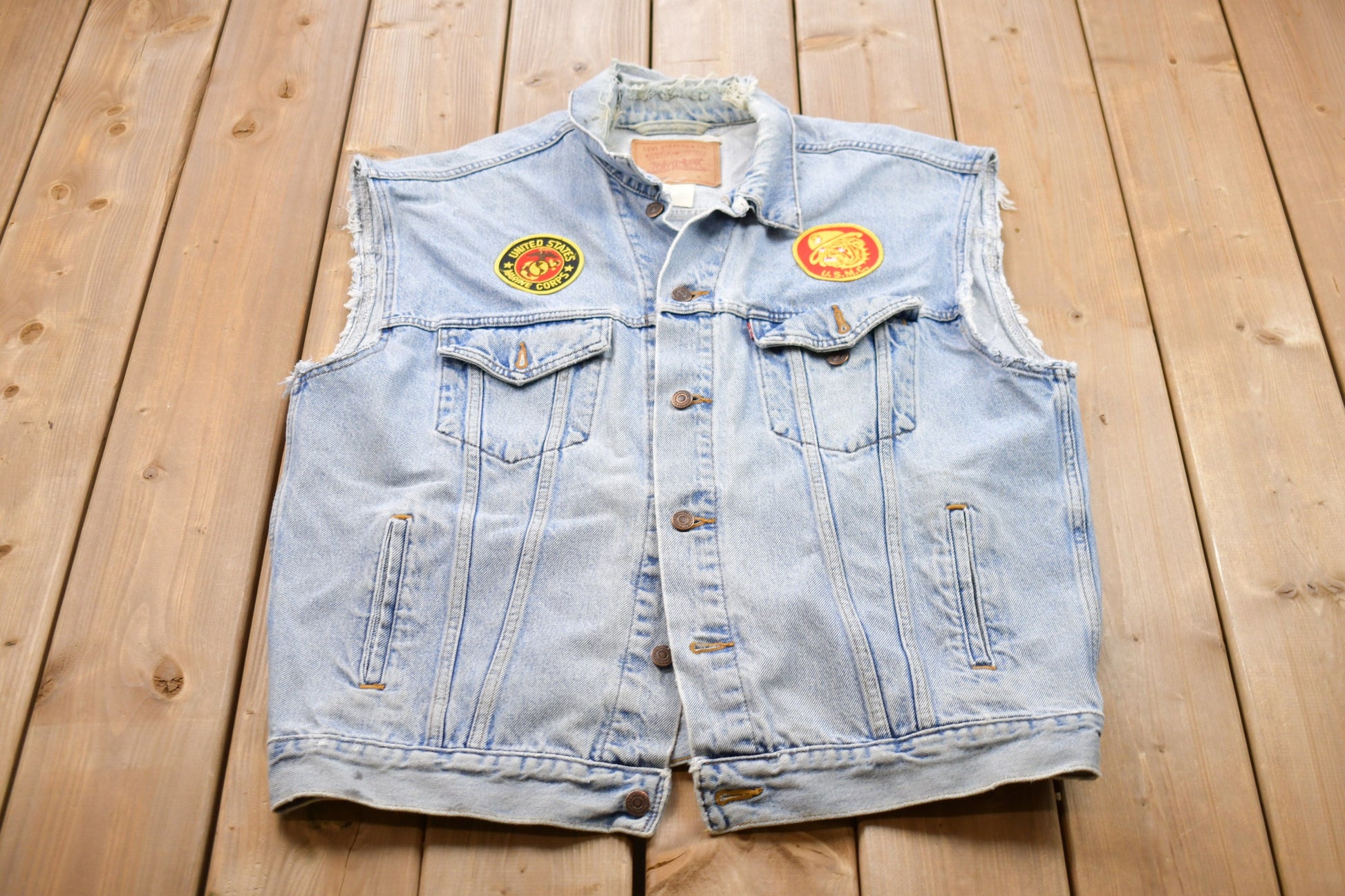 Vintage 1990s Levi's USMC Army Denim Jean Jacket