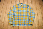 Vintage 1980s Brent Plaid Flannel Button Up Shirt