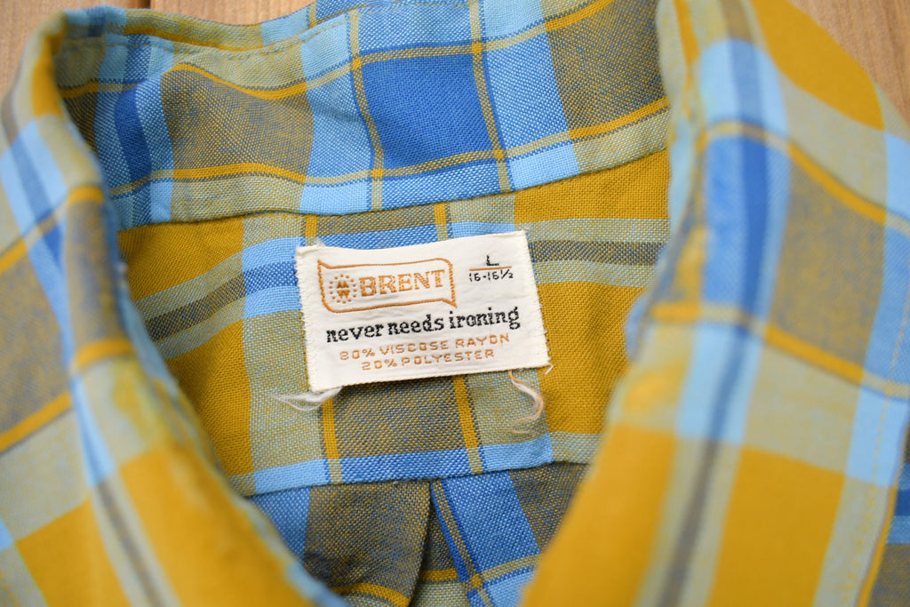 Vintage 1980s Brent Plaid Flannel Button Up Shirt